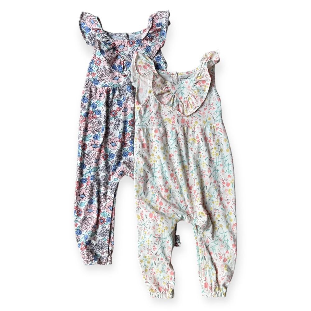 Jessica Simpson Baby Girls Floral Ruffle Romper Jumpsuit 24M Set of 2